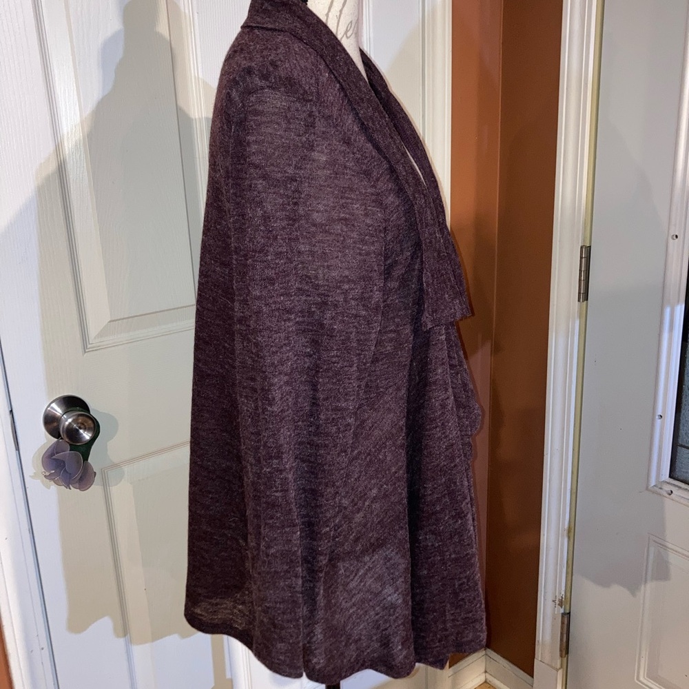 Wine Color Open Front Cardigan by Caribe sz 1X - Picture 2 of 7